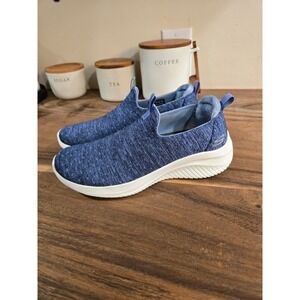 Skechers Women's Blue Knit Slip On Air Cooled Memory Foam Sneakers Size 5